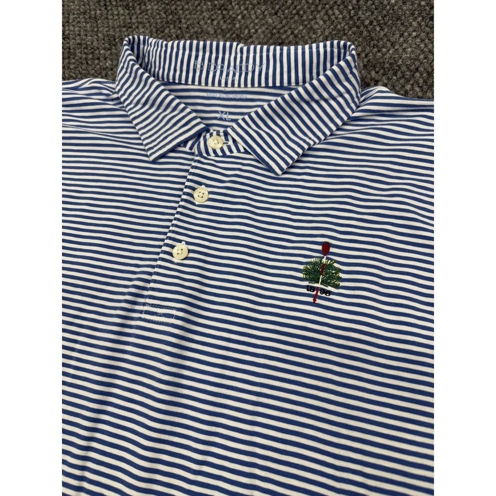 B Draddy Men's XL Merion Golf Club Performance Polo Shirt Blue Striped